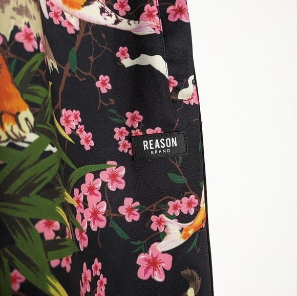 NWT Reason Dream Jogger tiger & koi black pink orange jogger pant S - Picture 7 of 15